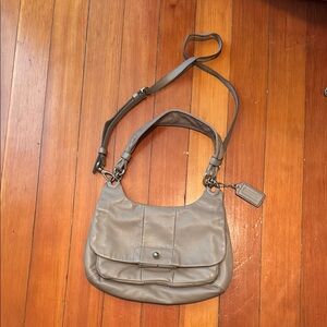 Gray Leather Shoulder Coach Purse